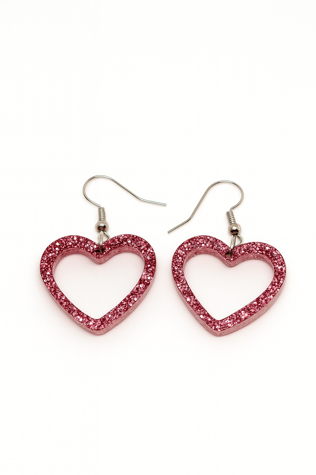 Boucles “Cœur Scintillant” – Rose bonbon