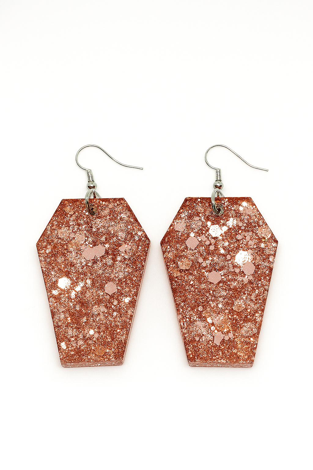 Boucles d’oreilles “Cercueil Scintillant” – Rose Cuivré