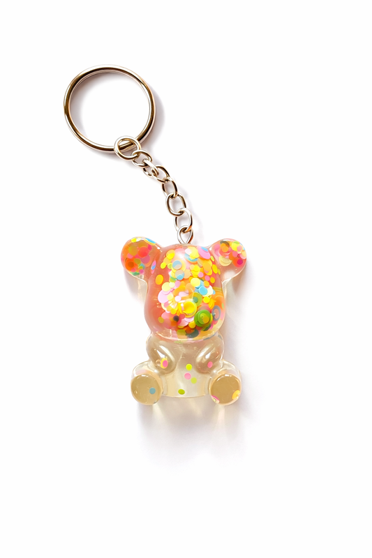 Petit porte-clé ours en résine – Fait main