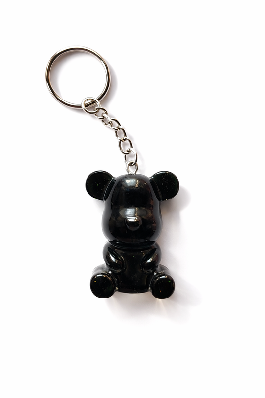 Petit porte-clé ours en résine – Fait main