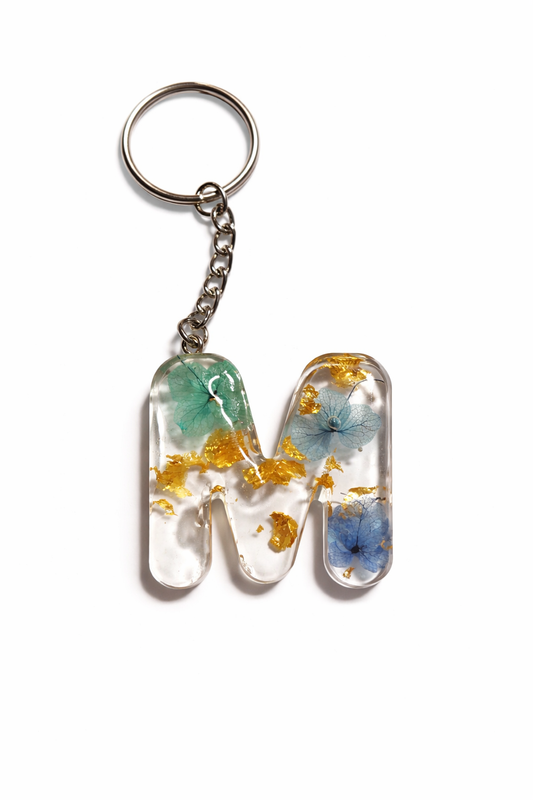 Porte-clé "Lettre" M en résine epoxy