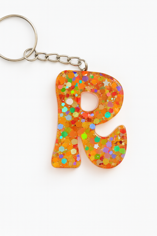 Porte-clé "Lettre" R en résine epoxy