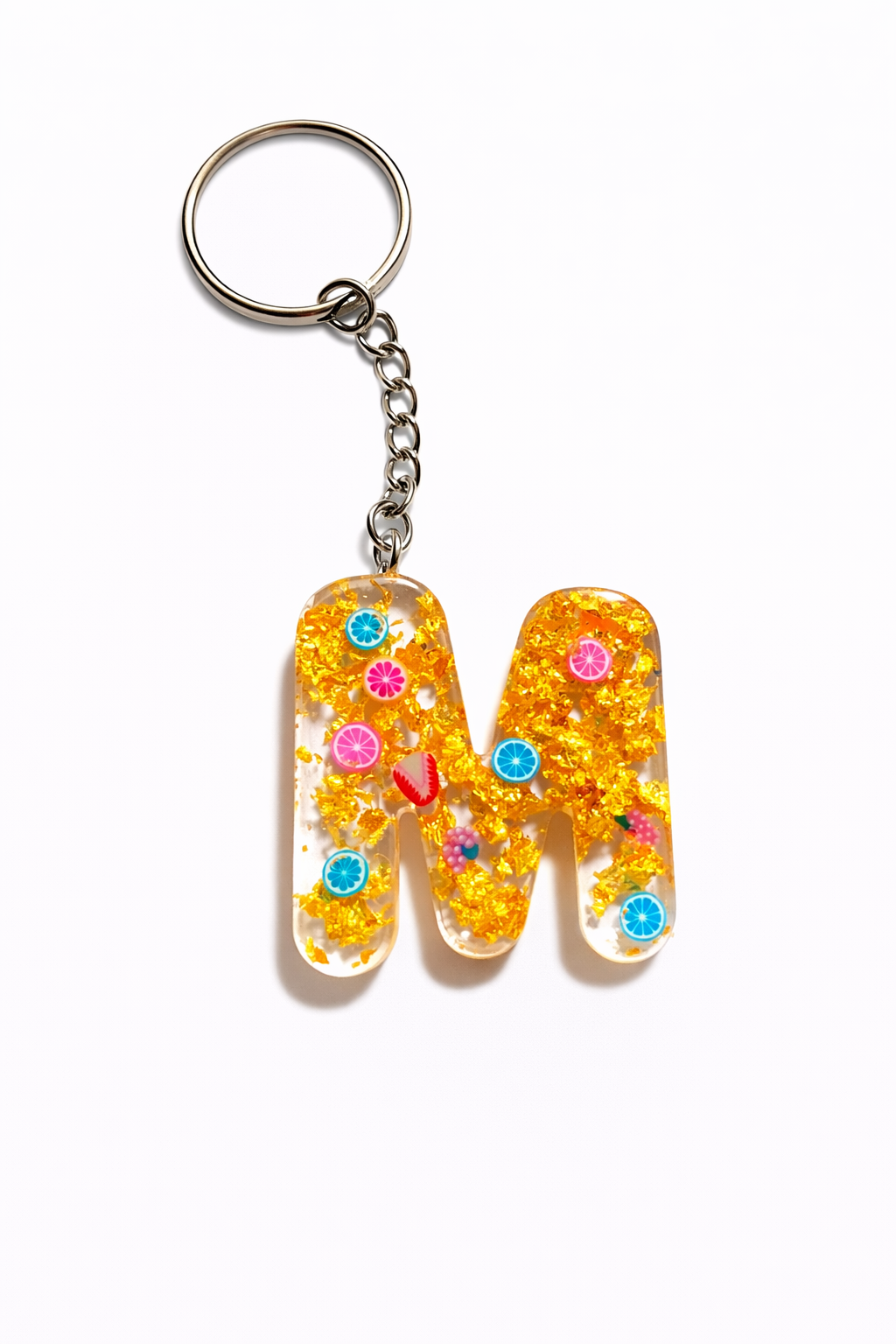 Porte-clé "Lettre" M en résine epoxy