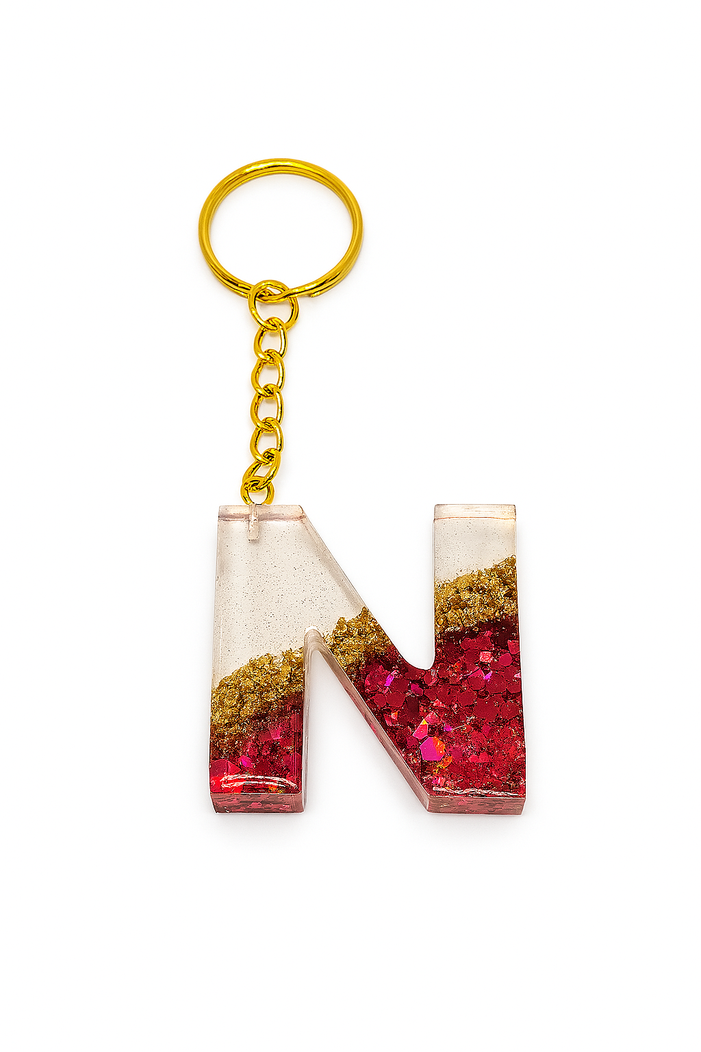 Porte-clé "lettre N" en résine - Personnalisable