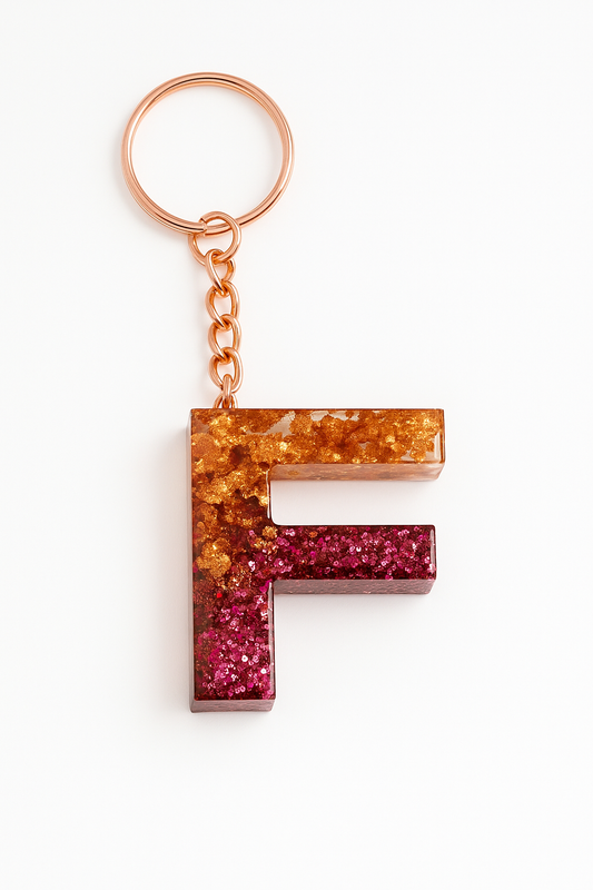 Porte-clé "Lettre F" en résine - Personnalisable