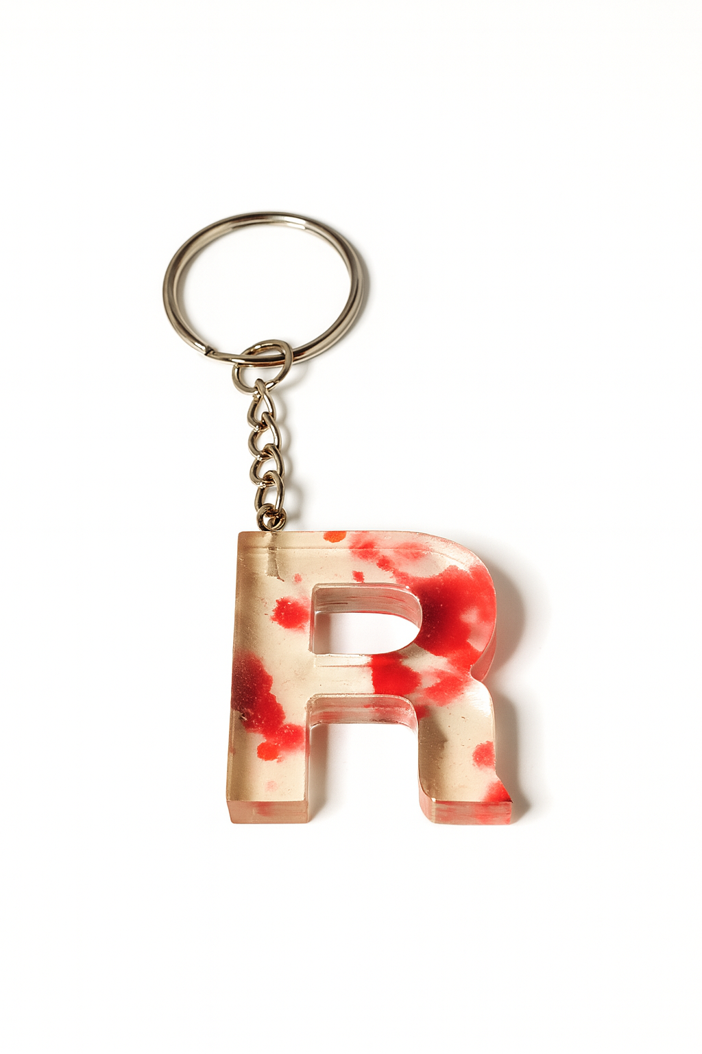 Porte-clé "Lettre" R en résine epoxy