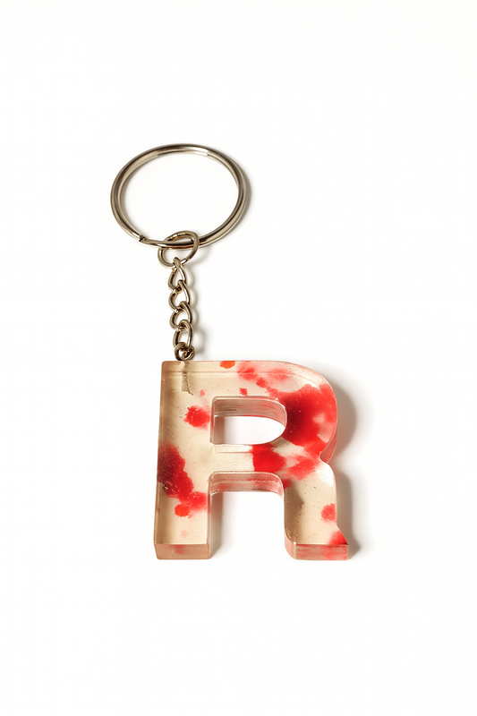 Porte-clé "Lettre" R en résine epoxy