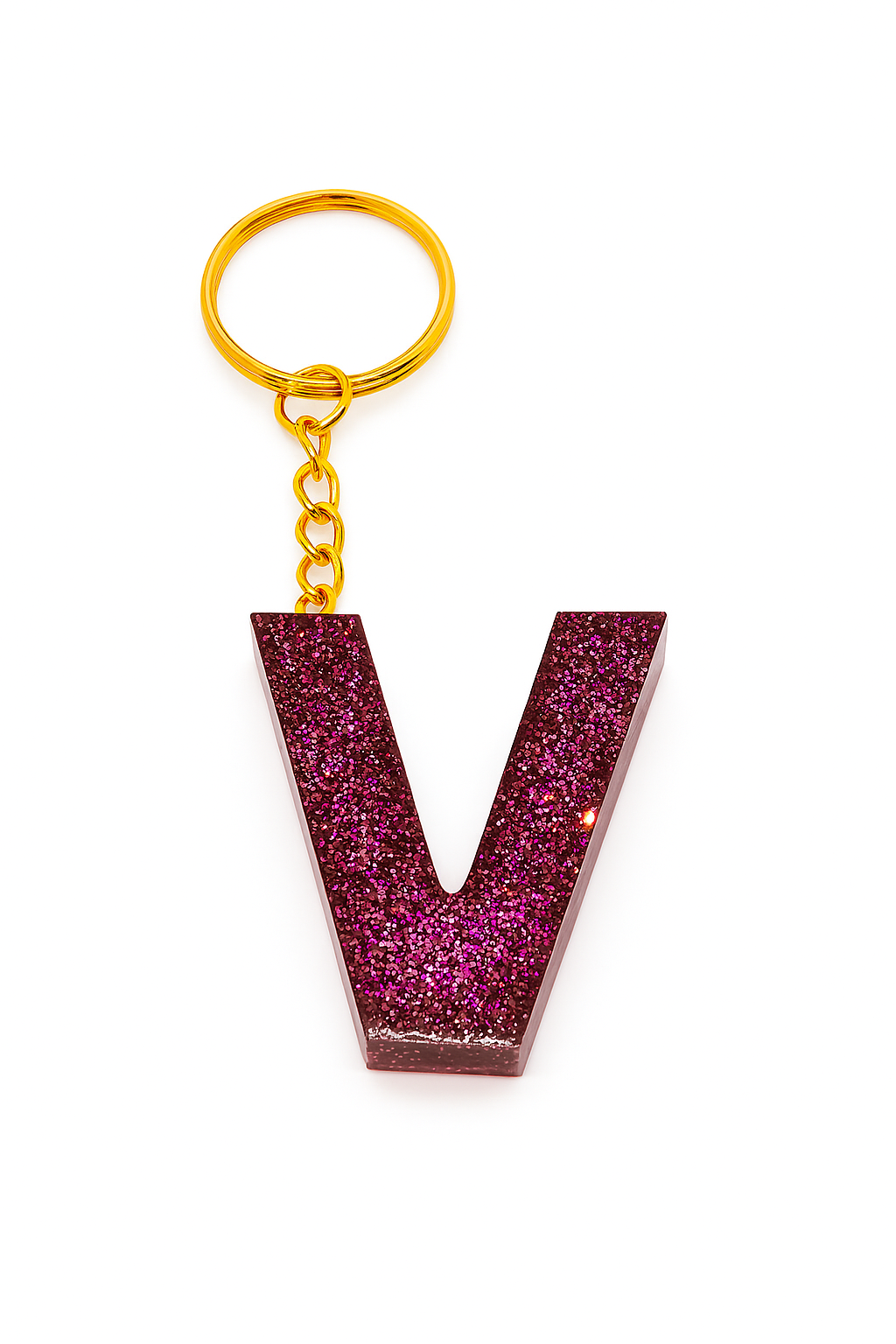 Porte-clé "lettre V" en résine - Personnalisable