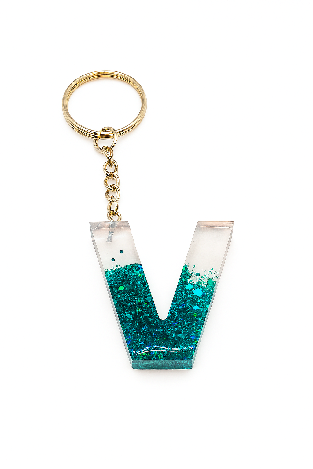 Porte-clé "lettre V" en résine - Personnalisable