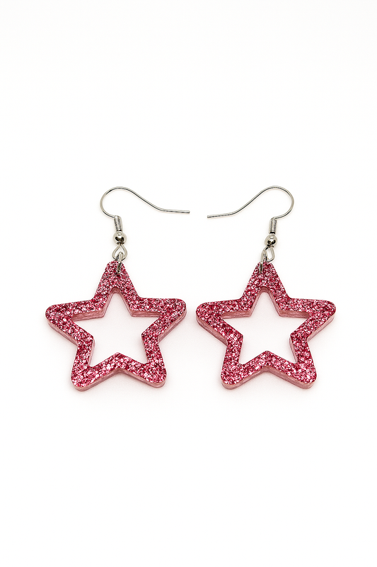 Boucles d’oreilles Étoile – Rose Paillette