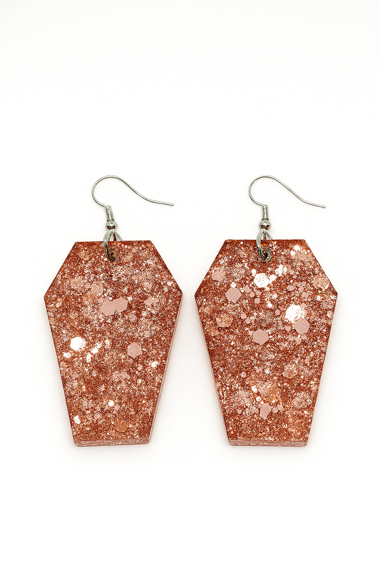 Boucles d’oreilles “Cercueil Scintillant” – Rose Cuivré
