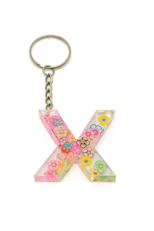 Porte-clé "lettre X" en résine - Personnalisable