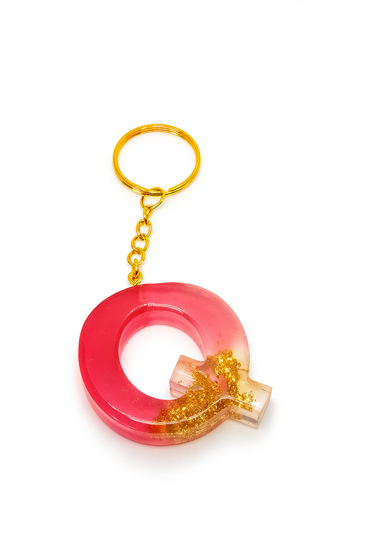 Porte-clé "lettre Q" en résine - Personnalisable
