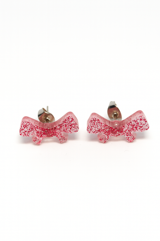Mini boucles “Paillettes de Nœud” – Rose bonbon