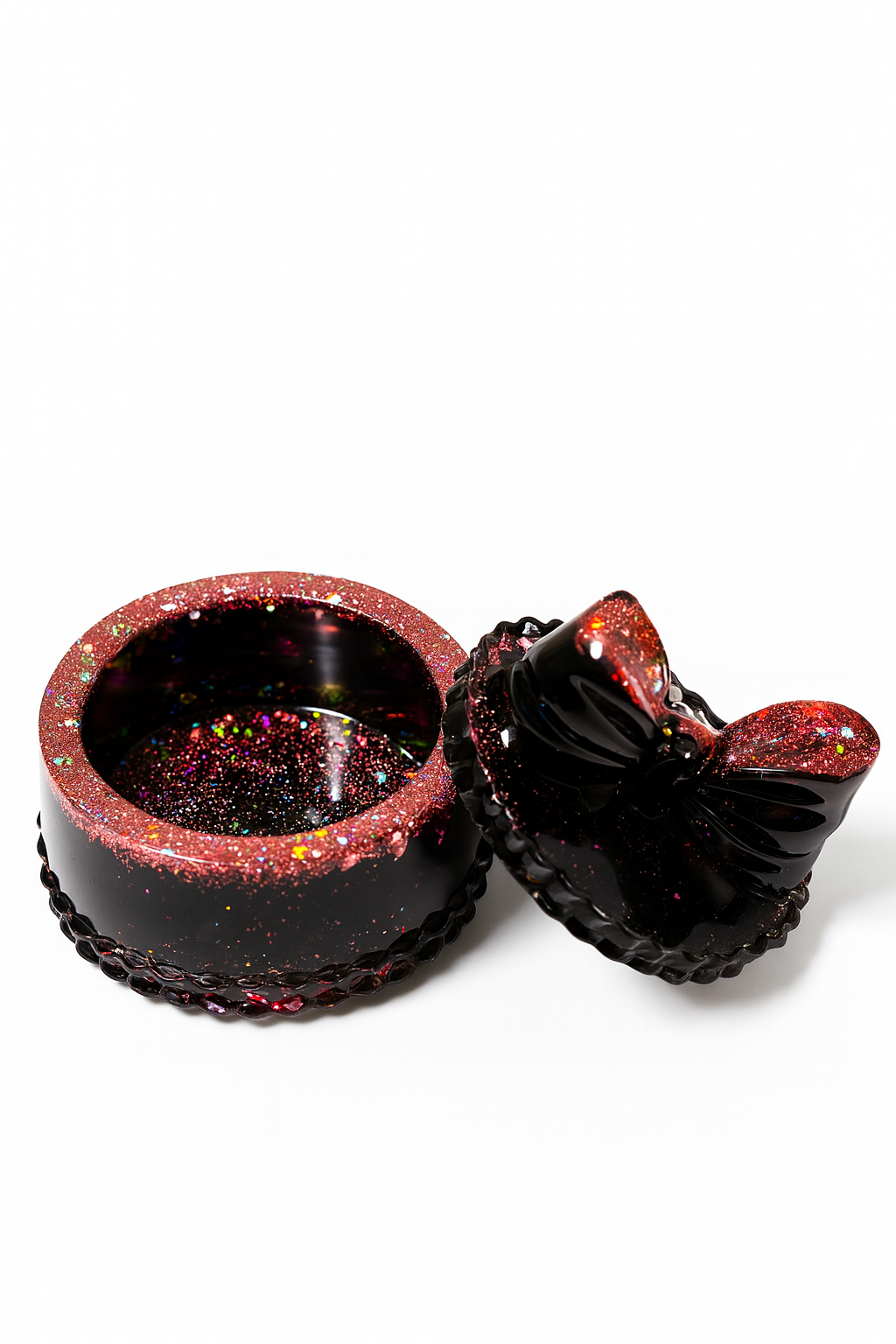 Mini boîte Bijou Nocturne – Nœud & Paillettes