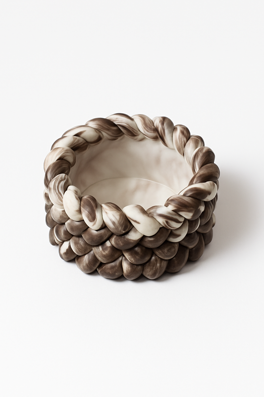 Bougeoir tressé Résinou – en Jesmonite