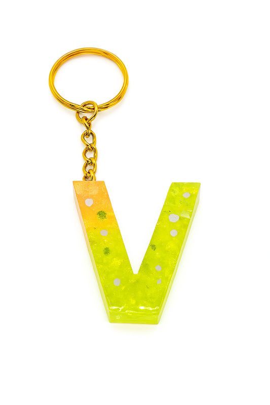 Porte-clé "lettre V" en résine - Personnalisable