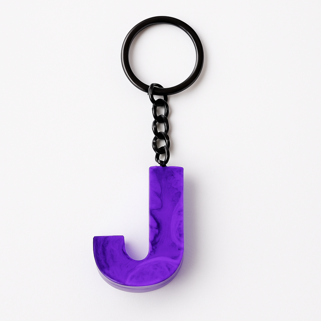 Porte-clé "lettre J" en résine - Personnalisable