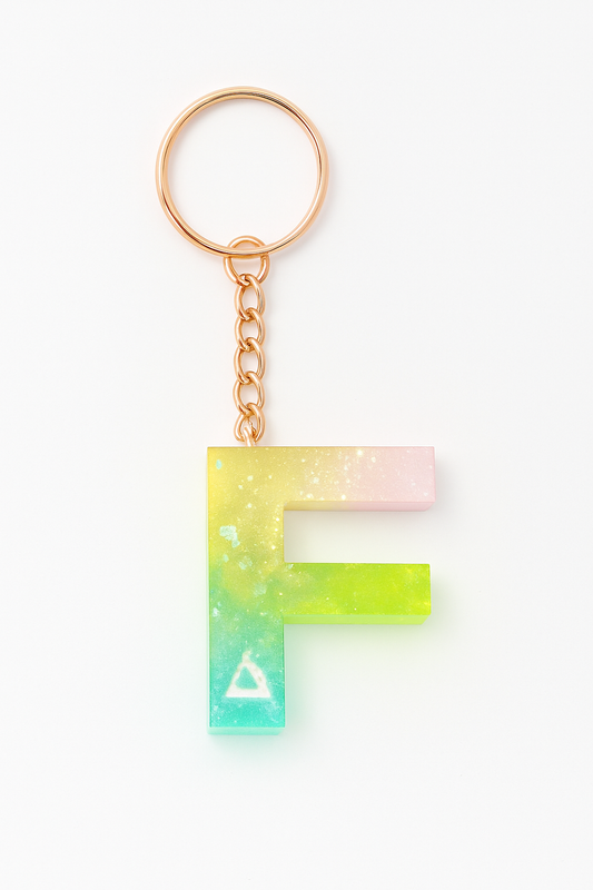 Porte-clé "Lettre F" en résine - Personnalisable