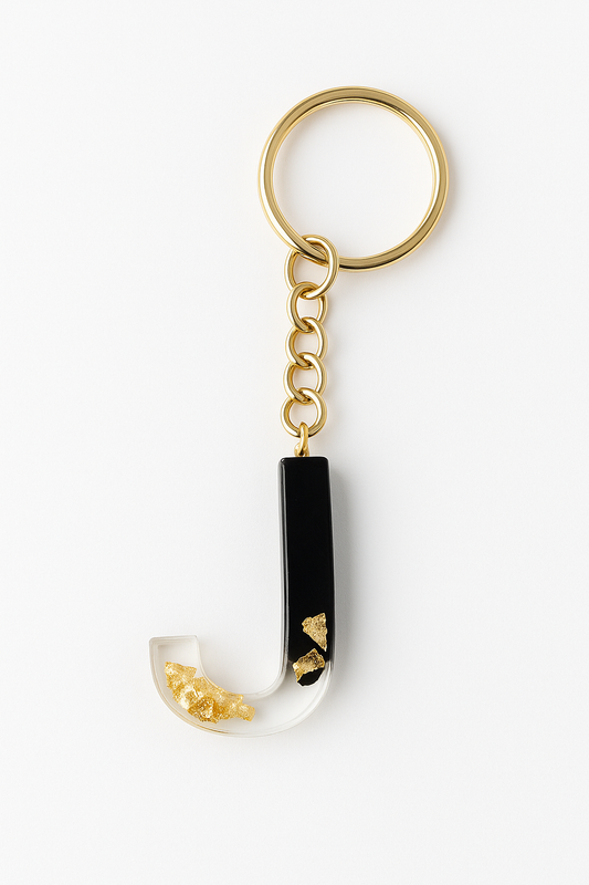 Porte-clé "lettre J" en résine - Personnalisable