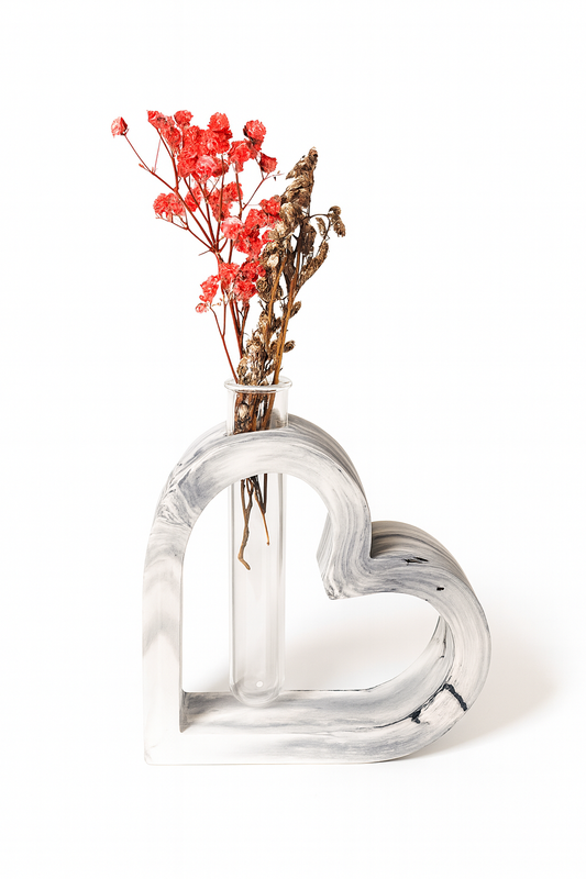 Soliflore Cœur – Marbré Noir & Blanc