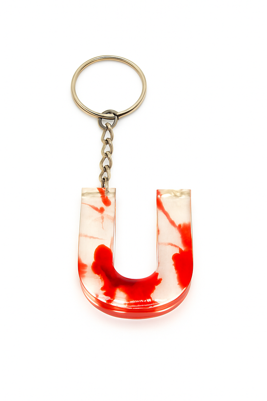 Porte-clé "lettre U" en résine - Personnalisable