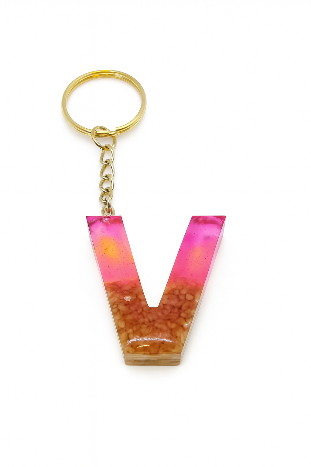 Porte-clé "lettre V" en résine - Personnalisable